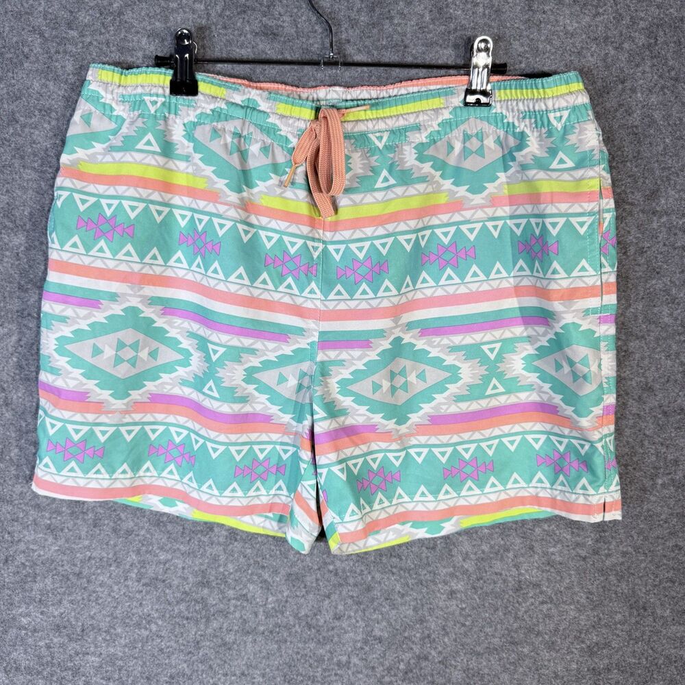 chubbie's Men's Aztec Neon Print Lined Swim Trunks Size M